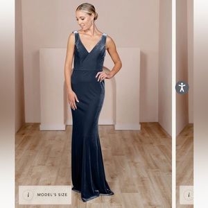 Revelry Dakota velvet royal blue dress in a size 6. V neck and scoop back